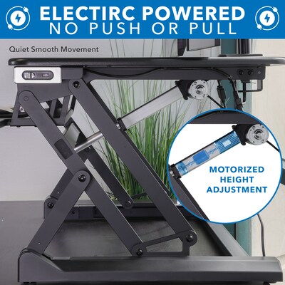 Mount-It! 35"W Electric Adjustable Standing Desk Converter with Dual Monitor Mount and USB Charging Port, Black (MI-8053)