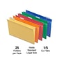 Quill Brand® Hanging File Folders, 1/5-Cut, Legal Size, Assorted, 25/Box (7389QAD)