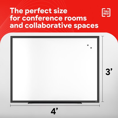 TRU RED™ Magnetic Porcelain Dry Erase Board, Black Frame, 4' x 3' (TR61189)
