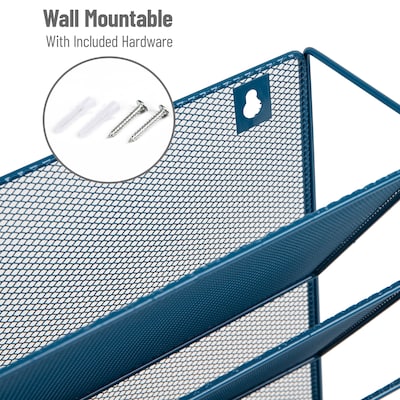 Mind Reader 5-Pocket Metal Mesh Mountable Wall File, Letter Size, Turquoise (MAGSTACK-TUR)