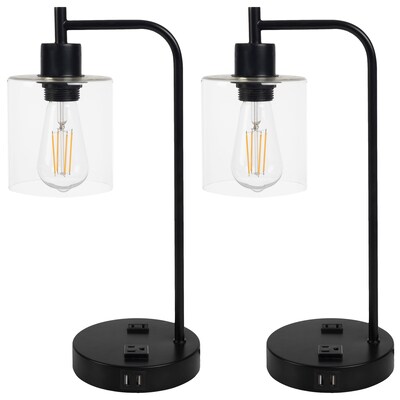 Lavish Home 16.14 LED Table Lamp with USB Ports, Black, 2/Set (72-LMPDKIND-1B-2)