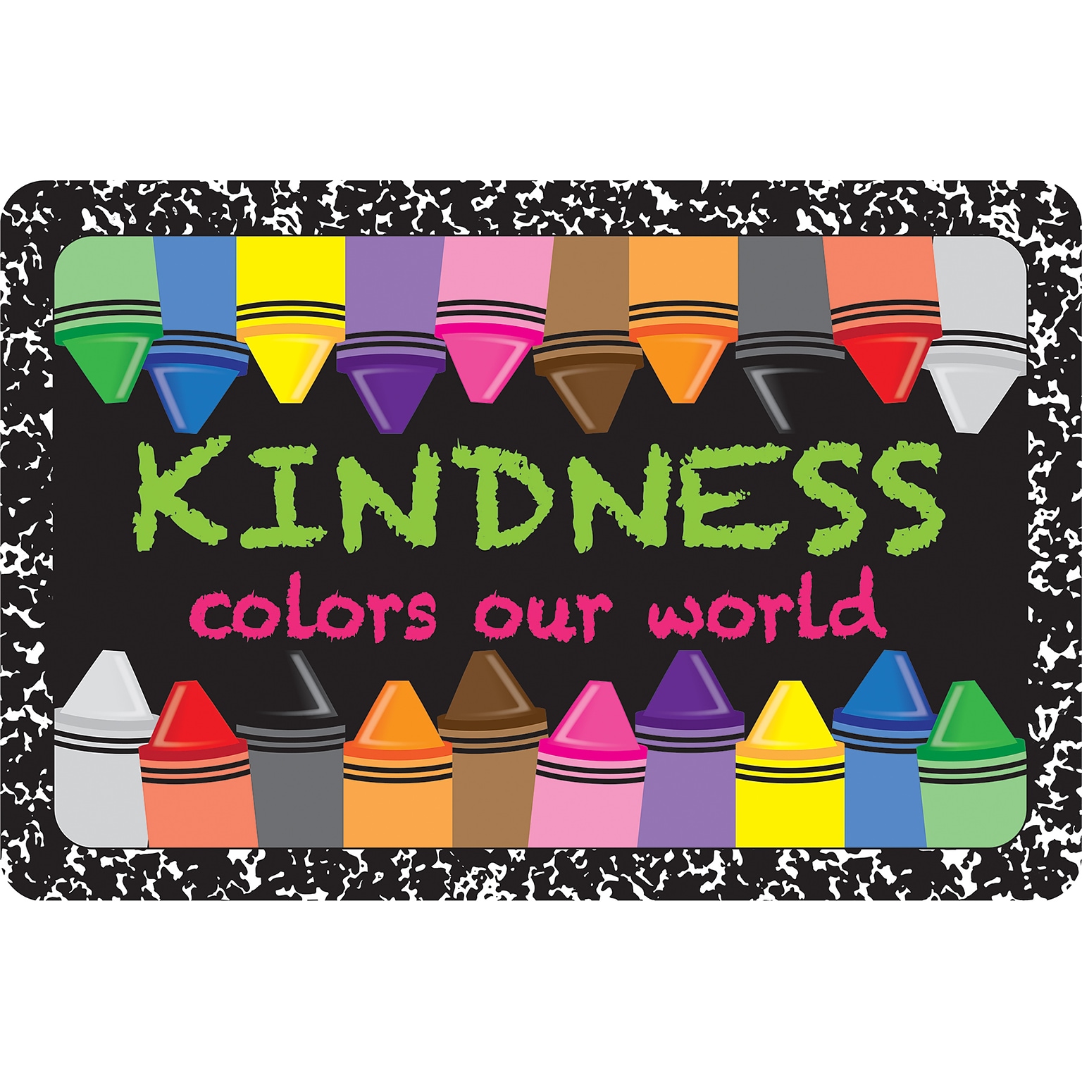 Ashley Productions The Original Fun Mat, Welcome Mat, 15.5 x 23.5, Kindness Colors World (ASH91554)