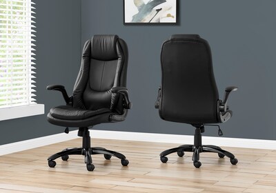 Monarch Specialties Inc. Leather-Look Executive Chair, Black (I 7277)