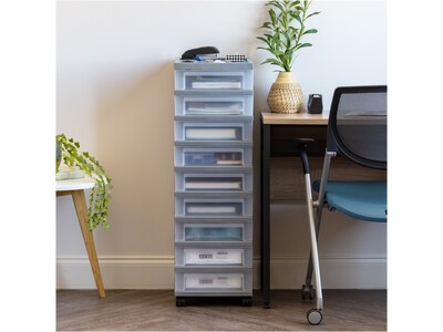 Iris 9-Drawer Standalone Storage Cart, Gray/Translucent White (585084)