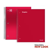 Staples Premium 5-Subject Notebook, 8.5 x 11, College Ruled, 200 Sheets, Red (TR58319)