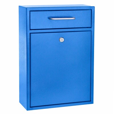 AdirOffice Large Wall Mounted Drop Box with Suggestion Cards, Key Lock, Blue (631-04-BLU)