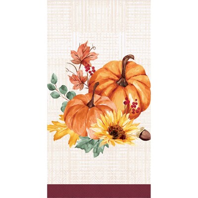 Say Hooray! Fall Feast Paper Plates and Guest Towels Kit, Multicolored, 48/Pack (DTC9389E2H)