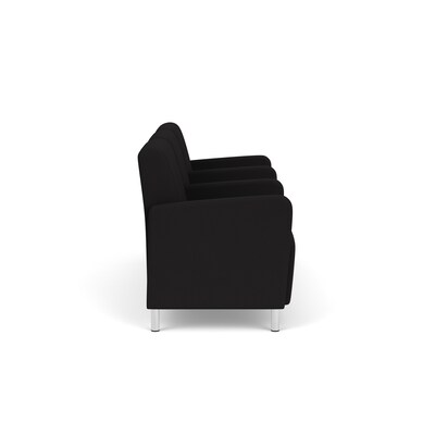 Lesro Ravenna Fabric 3-Seat Lounge Reception Tandem Seating, Open House Black/Brushed Steel (RV3103.FBS-01OHBK)