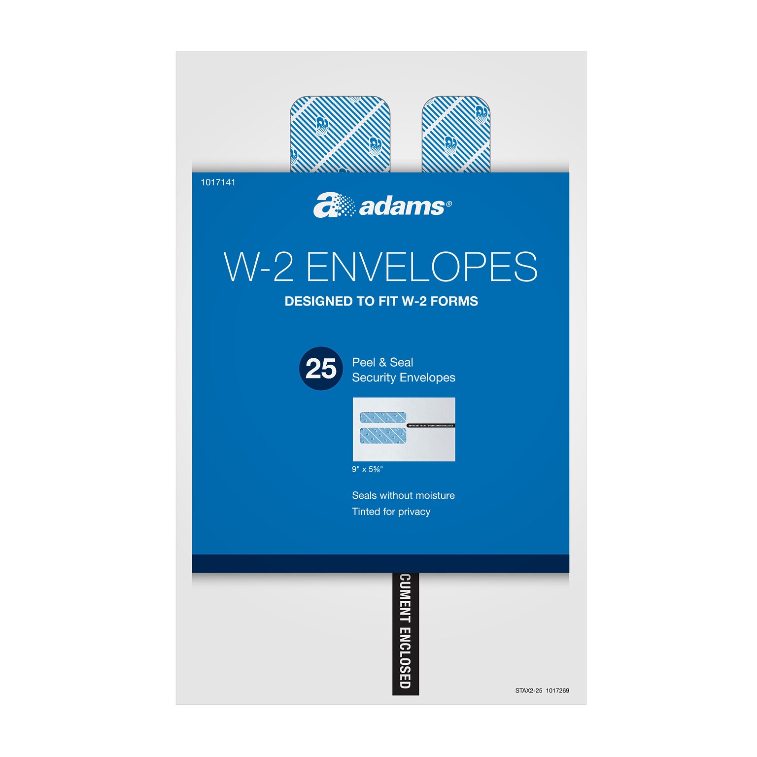 Adams 2025 W-2 Envelopes, Double-Window Design, Security Tinted, Peel & Seal Self-Seal Closure, White, 25/Pack (STAX2-25)