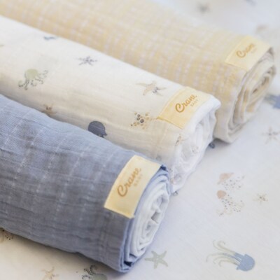 Crane Baby Cove Swaddle Set, 3-Piece, Sea Life (BC-160SWS-2)