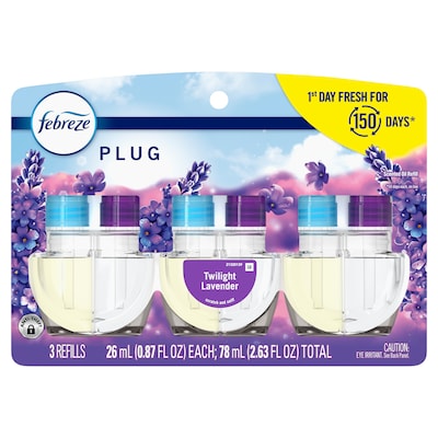 Febreze Plug In Air Freshener Scented Oil Refill, Twilight Lavender Scent, 3/Pack (11861/43671)