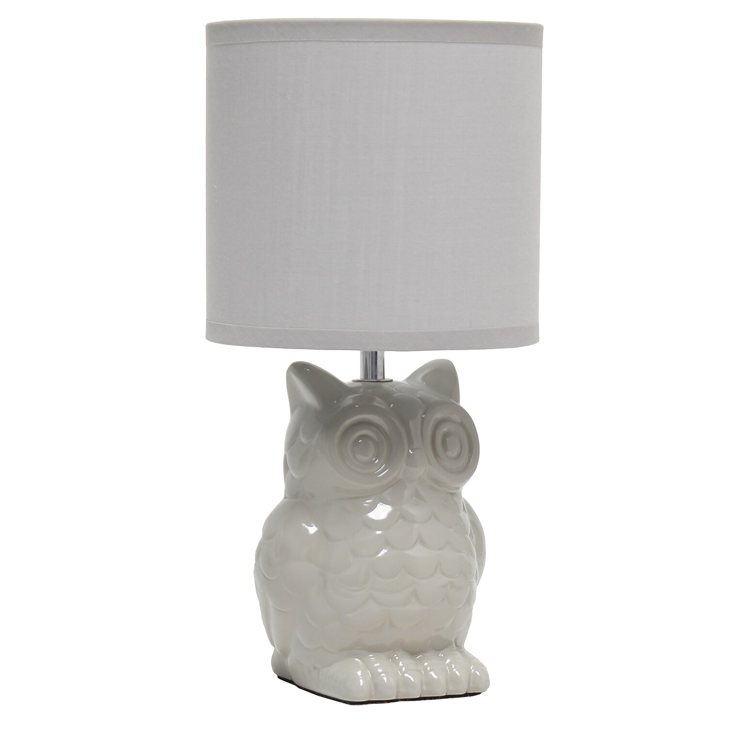 Simple Designs 12.8 Tall Contemporary Ceramic Owl Bedside Table Desk Lamp, Gray (LT1136-GRY)