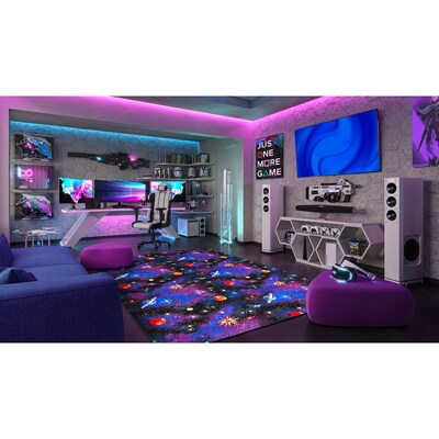 Joy Carpets Space Explorer Nylon 4' x 6' Machine Tufted Rug, Fluorescent (43N)
