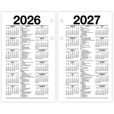2026 AT-A-GLANCE Financial 6" x 3.5" Personal Organizer Refill Pages, White/Black (S170-50-26)