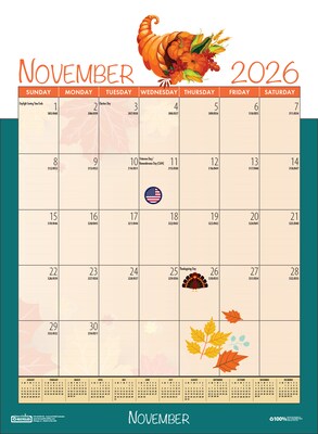 2026-2027 House of Doolittle Seasonal Holiday 12" x 16.5" Academic Monthly Wall Calendar (3395-27)