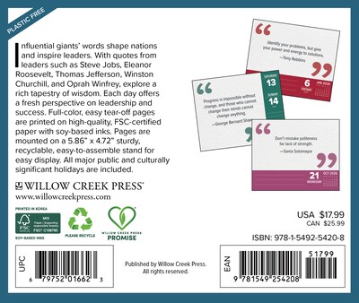 2026 Willow Creek Great Leaders, Greatest Quotes 6.2 x 5.4 Day-to-Day Calendar (54208)