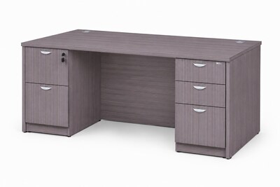 Boss Office Products 66 Desk with Box/Box/File Pedestal and File/File Pedestal, Driftwood (GROUPA22-DW)
