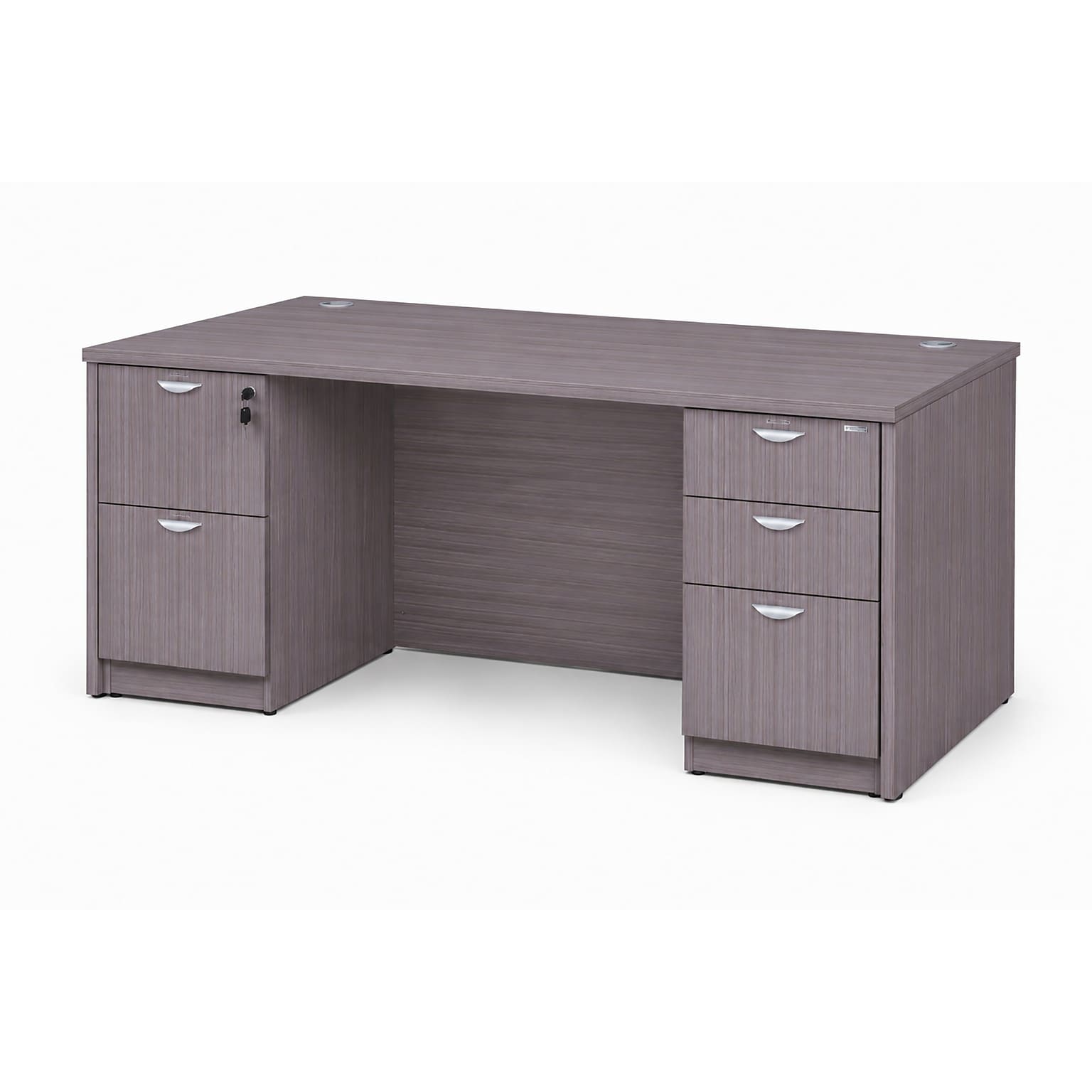 Boss Office Products 66 Desk with Box/Box/File Pedestal and File/File Pedestal, Driftwood (GROUPA22-DW)