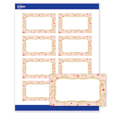 Avery Gold-Pink Berries Matte Blank Card, White, 80/Pack (S00-FGC)
