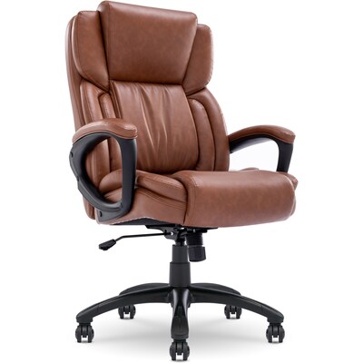 Serta Garret Ergonomic Bonded Leather Swivel Executive Chair, Cognac (43520D)