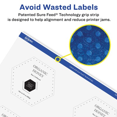 Avery Laser/Inkjet Multipurpose Labels, 2.9" x ", Glossy Clear, 150/Pack (94121)