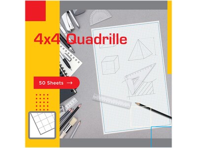 Better Office Graph Pad, 11" x 17", Quad-Ruled, White, 50 Sheets/Pad (25603)