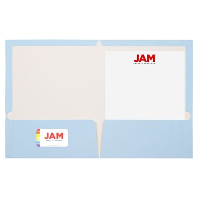 JAM Paper Glossy 2 Pocket Cardstock Presentation Folder, Blue, 25/Box (31225346A)