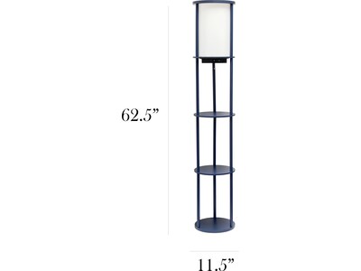 Simple Designs 62.5" Matte Navy Floor Lamp with Cylindrical Shade (LF2010-NAV)