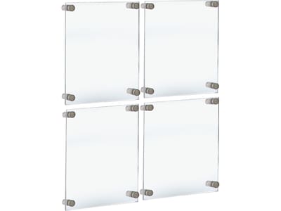 Azar Floating Frame with Standoff Caps, 11 x 17, Clear/Silver Acrylic, 4/Pack (105508-SLV-4PK)