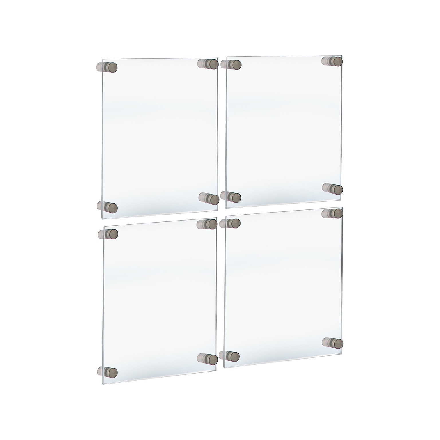 Azar Floating Frame with Standoff Caps, 11 x 17, Clear/Silver Acrylic, 4/Pack (105508-SLV-4PK)