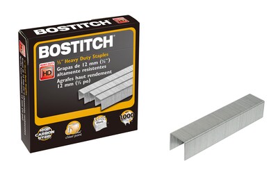 Bostitch Premium Heavy Duty 1/2" Length High Capacity Staples, Half Strip, 1000/Box (SB35121M)