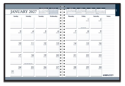 2027 House of Doolittle 8.5 x 11 Weekly & Monthly Standard Planner, Faux Leather Cover, Black/Blue