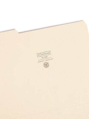 Smead 100% Recycled File Folders, 1/3-Cut Tab, Letter Size, Manila, 100/Box (10339)