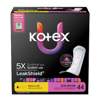 U by Kotex Security Regular Cotton Maxi Pads, 44/Pack (58246)