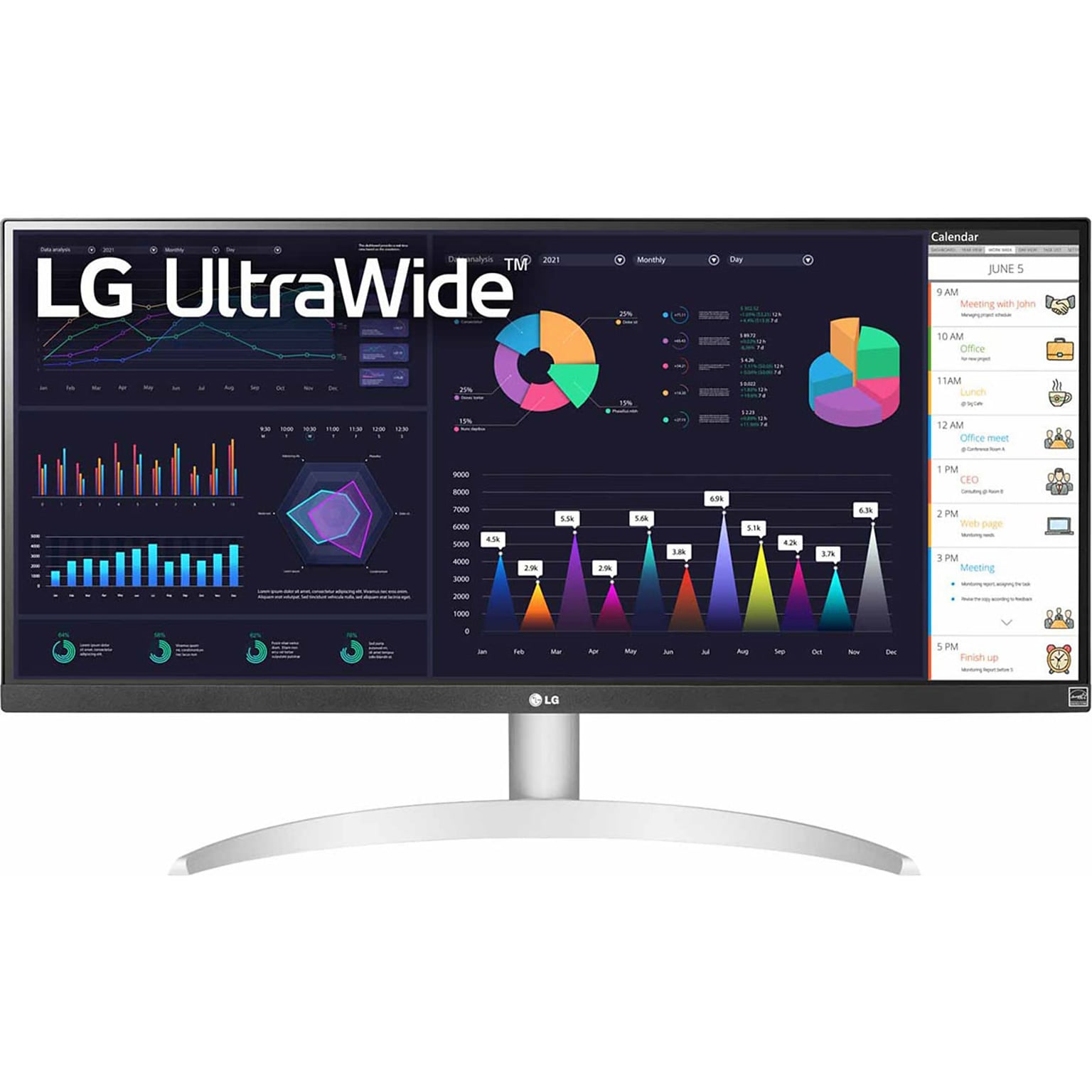 LG UltraWide 29 100 Hz LCD Monitor, White/Silver Pearl (29BQ650-W)