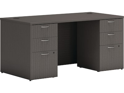 HON Mod 60W Double-Pedestal Desk, Slate Teak (HLPLDS6030BBFLS1)