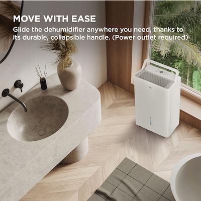 TCL 25-Pint Portable Dehumidifier, WiFi Enabled, 3-Speed, Covers up to 2000 sq. ft., White (T25DC9R)