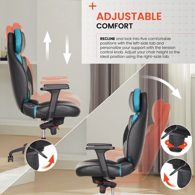 Sharper Image Algrove Comfort-X Ergonomic Swivel Executive Massage Chair, Black/Blue (60117-BLKBLU)