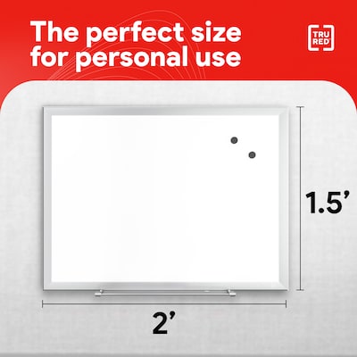 TRU RED™ Magnetic Steel Dry Erase Board, Satin Frame, 2' x 1.5' (TR61168)