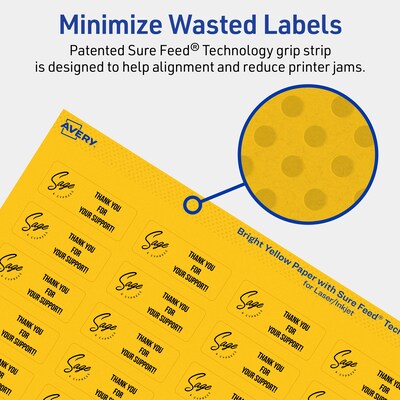 Avery Rectangle Laser/Inkjet Multipurpose Labels, 2/3" x 1-3/4", Bright Yellow (440/Pack)
