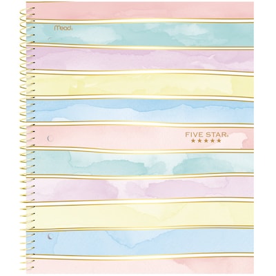 Five Star Shape It Up Spiral Notebook Plus Study App, 1 Subject, Wide Ruled, 8" x 10.5", Stripes (930209F-ECM)