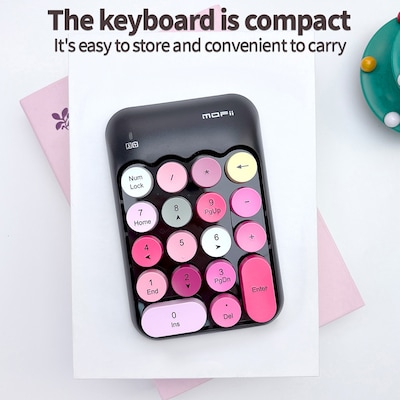 SaharaCase Retro Numeric Keypad Wireless Ergonomic Number Pad, Black/Pink (KB28)