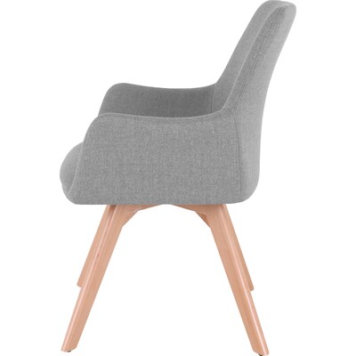 Lorell Mid-Century Modern Flannel Guest Chair with Beech Wood Legs, Gray (LLR68560)