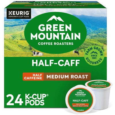 Green Mountain Half Caff Coffee Keurig K-Cup Pods, Medium Roast, 24/Box (5000330138)