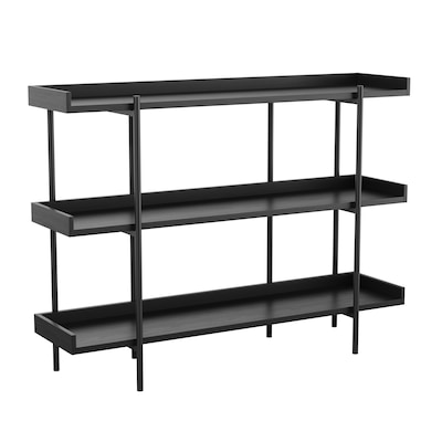Martha Stewart Emmett 35 3-Shelf Storage Display Unit Bookcase, Black Engineered Wood/Oil-Rubbed Br