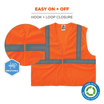 GloWear 8205HL-ECO High Visibility Sleeveless Vest, ANSI Type R Class 2, Orange, L/XL, (21995)