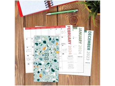 2023-2025 Willow Creek Blue Terrazzo 3.5" x 6.5" Academic Monthly Planner, Paperboard Cover, Multicolor (38628)