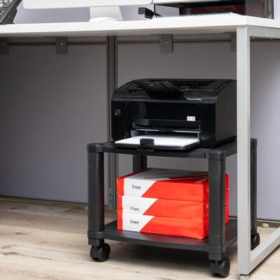 Mind Reader 2-Shelf Mobile Printer Utility Cart with Wheels, Black (PRCARTSM-BLK)