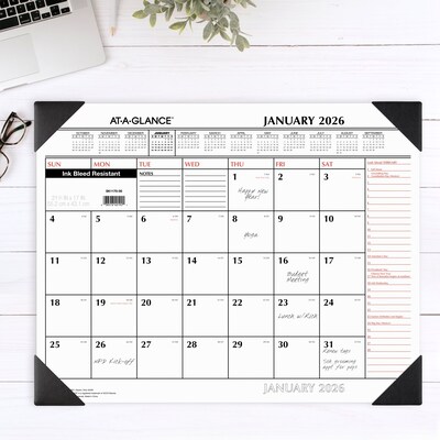 2026 AT-A-GLANCE 21.75" x 17" Monthly Desk Pad Calendar, White/Black (SK1170-00-26)