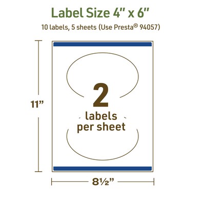 Avery Dissolvable Oval Multipurpose Labels, 4" x 6", Off-white, 10/Pack (94057)